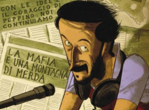 Copertina del fumetto "Peppino Impastato, un giullare contro la mafia" ed. BeccoGiallo